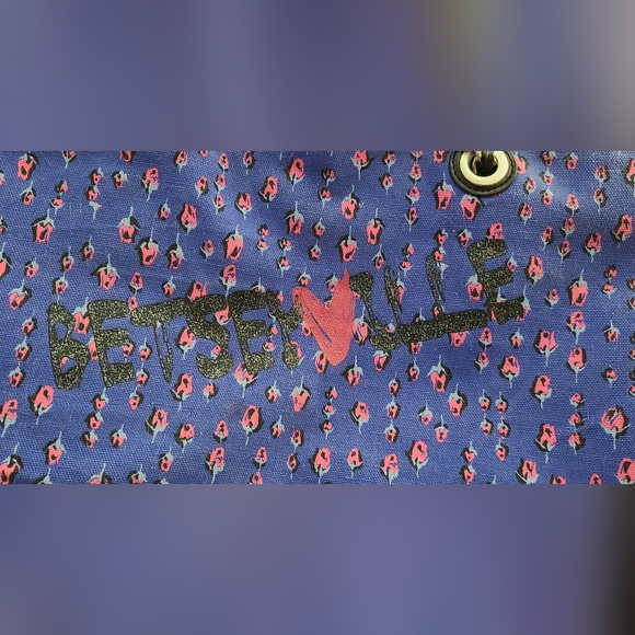 Betseyville by Betsey Johnson Blue Floral Quilted Tote Bag with Chain Straps - Picture 2 of 10